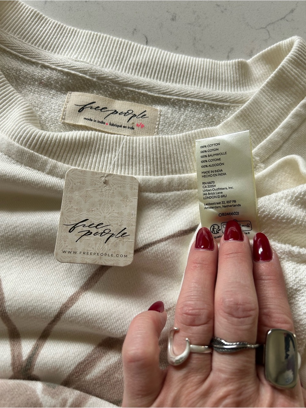 ❌SOLD❌NWT Free People Dahlia Short Sleeve Pullover in Tofu Combo - Picture 16 of 16